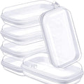 Sanwuta 6 Pcs Clear Hard Zipper Case Plastic Zipper Pouches Transparent Makeup Bag Pencil Case Pouches Toiletry Diaper Bag for Travel Toy Storage Organizer Bins(White,7.48 x 3.94 x 2 Inch)
