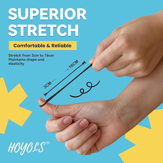 HOYOLS Black Elastic Hair Ties Rubber Bands Mini Polyband Soft Ponytail Holder for Kids Baby Girls TPU Pack 1500