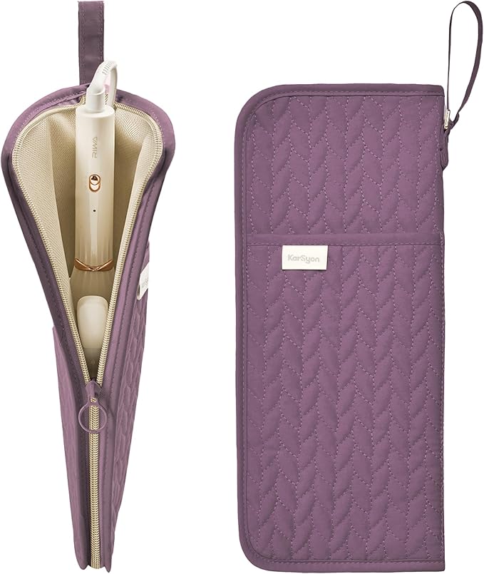Hot Tools Organizer Heat Resistant Mat Case Hair Tools Holder Travel Bag Portable Hair Styling Tools Cover Pouch for Curling Iron,Flat Iron,Hair Straightener (Purple)