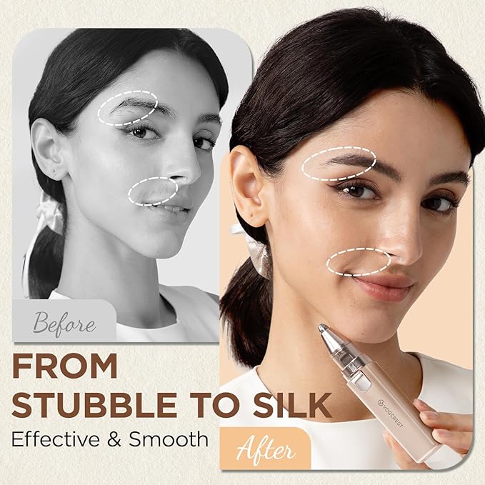VG VOGCREST Rechargeable Facial Hair Remover for Women: 2 in 1 Electric Facial Body Hair Remover