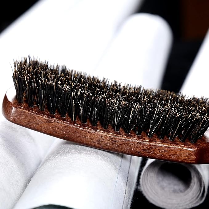 Hair brush for Men, Boar Bristles Slick Back Hair Brush for Fine Thin Medium Hair, Nature Boar Hairbrush for Beard Styling