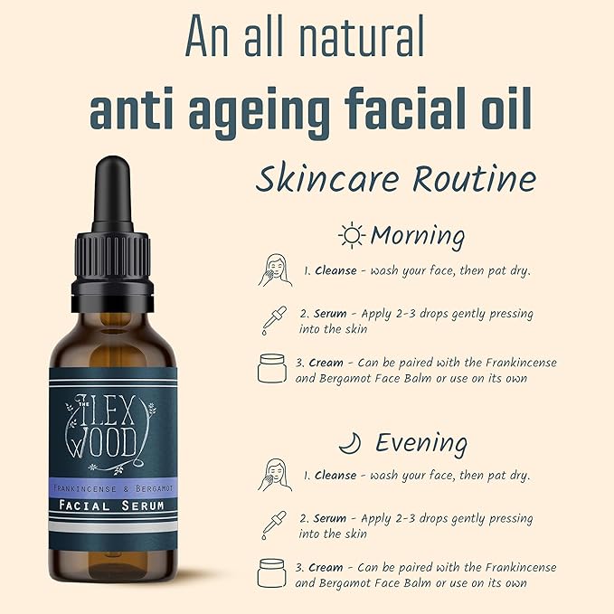Frankincense and Bergamot Gift Set for both Men and Women - Face Cream and Serum - handcrafted, 100% Natural, Vegan, Moisturising, Anti Ageing, Cruelty Free, Palm Oil Free, Plastic Free