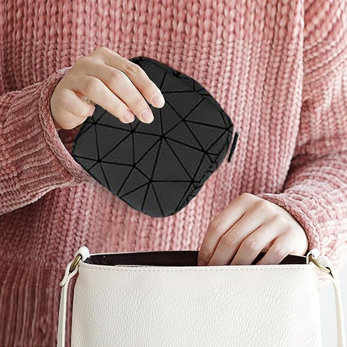 Sanitary Napkin Storage Bags Set, Portable Period Bag for Teen Girls Small Make up Bag for Purse, Portable Menstrual Pad Pouch (Large & Small Black)