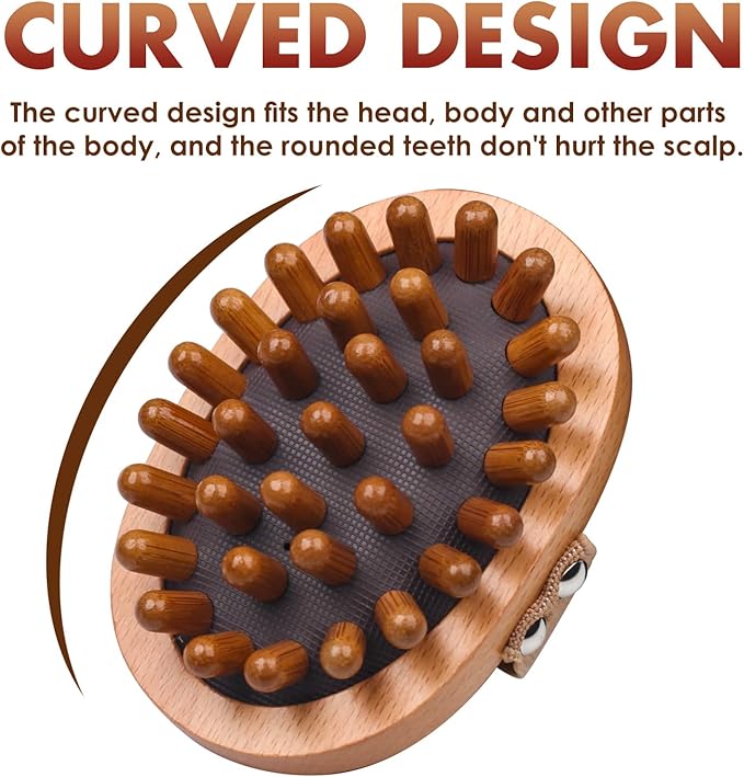 Wooden Massage Comb, Body Scalp Trigger Point Massage Tool, Meridians Massager, Gua Sha Massager Comb for Body Relief & Hair Growth