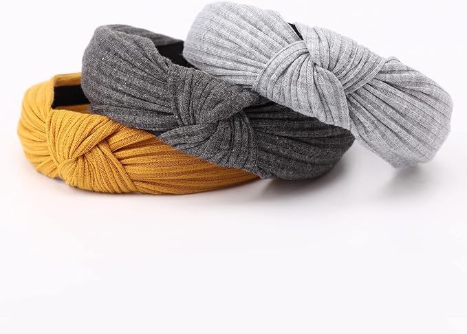 DRESHOW 8 Pack Knotted Headbands for Women Wide Turban Headband Yoga Exercise Ribbing Hair Hoop Hair Bands Accessories