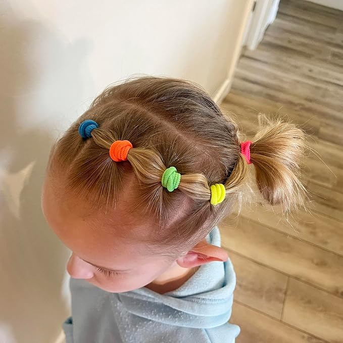 200 Pack Hair Ties BEoffer Baby Toddlers Girls Elastics Hair Bands No Damage Multicolor Colorful Small Rubber Bands Ponytail Pigtails Holders Not Harm to Hair (Fluorescent)
