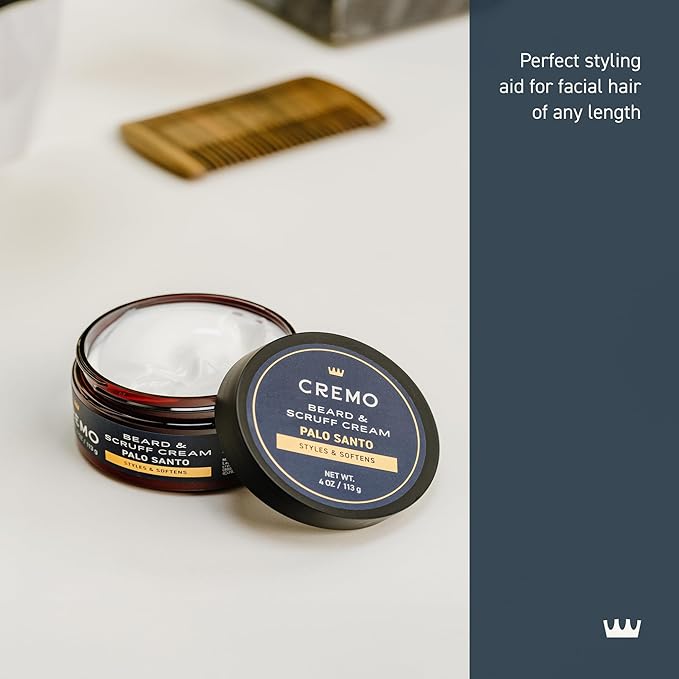 Cremo Beard & Scruff Cream,Palo Santo (Reserve Collection),4 oz - Soothe Beard Itch,Condition and Offer Light-Hold Styling for Stubble and Scruff (Product Packaging May Vary),(Pack of 2)