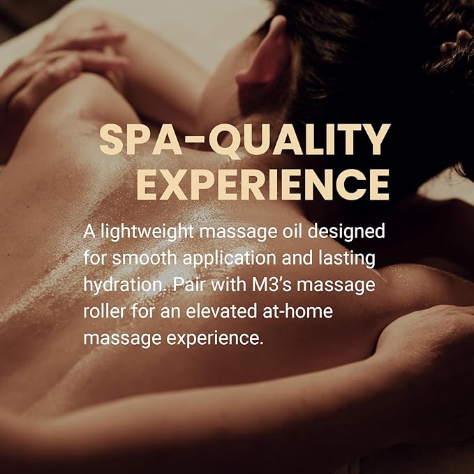 Lymphatic Drainage Massage Oil + Anti Cellulite Roller Kit - Ylang Ylang + Ginger Oil with Collagen & Stem Cells + Contouring Roller for Smooth, Firm-Looking Skin by M3