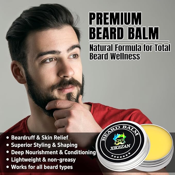 Beard Straightener for Men w/Beard Oil, Balm, Comb & E-Book for All Beard Type,w/Dual Voltage Travel-Friendly,Auto Shut-Off,Anti-Scald Feature Heated Straightening Brush Kit,Unique Gifts for Men Him