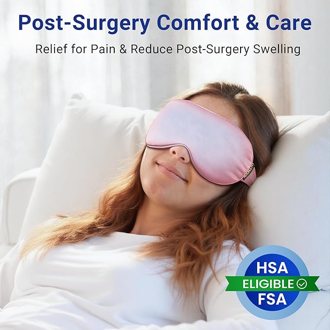 Self Care Gifts for Women: Cooling Eye Mask for Eye Care - Fsa Eligible Items Migraines Headache Relief Ice Pack Mask Products - Cold Compress for Puffy Eyes - Relaxing Gifts (Pink)
