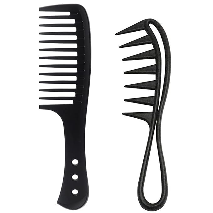 2 Pcs Wide Tooth Comb, Large Tooth Curl Comb Shark Teeth Hair Hairstyle Tool for Curly Wet Wavy Thick Hair Wigs Barber Salon, Women Men