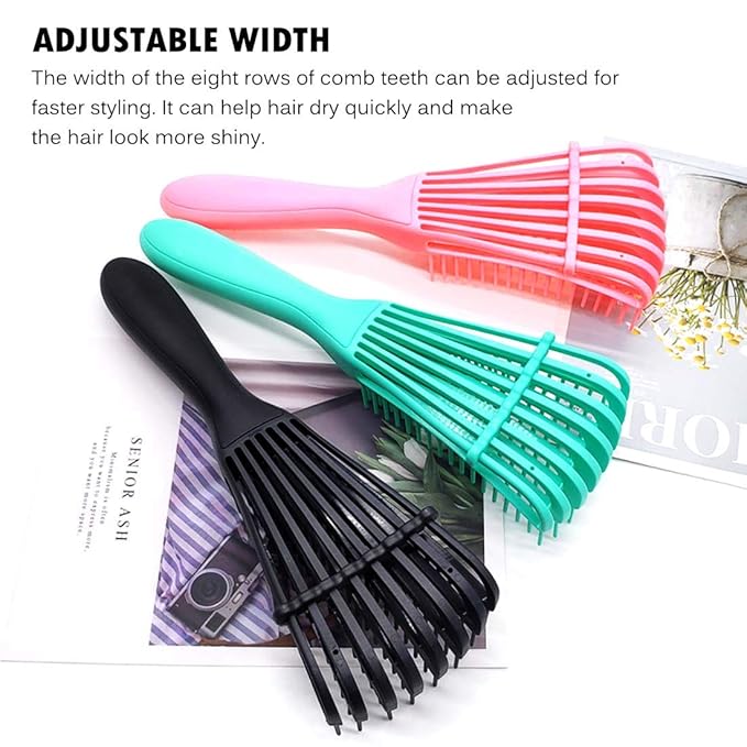 Hair Brush for Women's Afro America/African Hair Textured 3a to 4c, Kinky Wavy/Curly/Coily/Wet/Dry/Oil/Thick/Long Hair, Knots Detangler Scalp Massage Comb (3 pcs, 3-Beige)