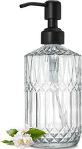 JASAI 18Oz Glass Soap Dispenser with Black Rust Proof Pump, Refillable Kitchen soap Dispenser Thick Glass, Soap Dispenser Bathroom for Hand soap, Dish Soap, Lotion, Body Wash.（Black）