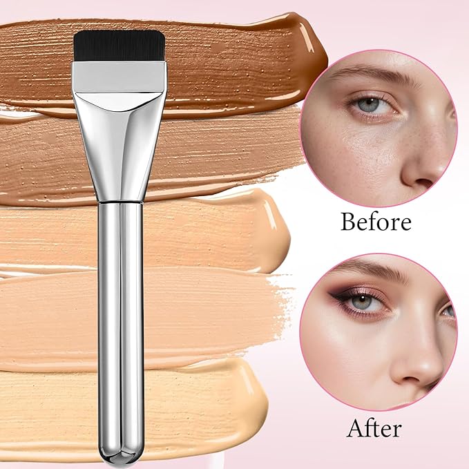 3PCS Resin Makeup Mixing Palette Set, Makeup Mixing Tray, Nail Polish Palette, Flat Foundation Brush and Spatula, DIY Gel Design Nails Eye Shadow Blending Art Tool Gold Edge