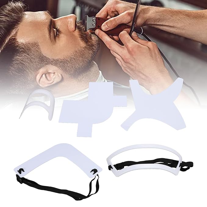 Beard Styling Kit Combi Abs Beard Shaper 5 Pieces for Mustache, Hairstyle Tool Set Beard Styling Board for Hairline Design Card Neck