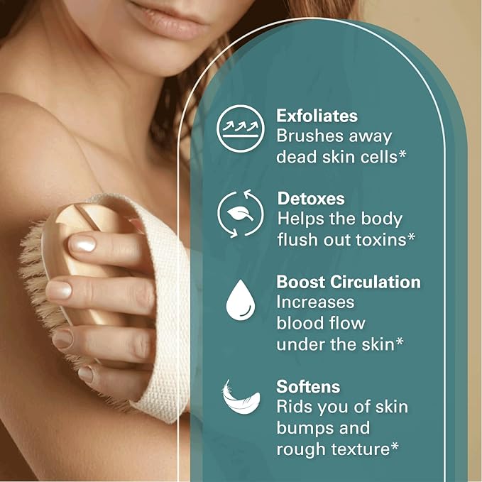 Firm Dry Brush & Shower Brush for Body - Handheld Back Scrubber Body Brush Exfoliator & Dead Skin Remover for Body Firm & Tighten Skin Improve Circulation for Men & Women by M3