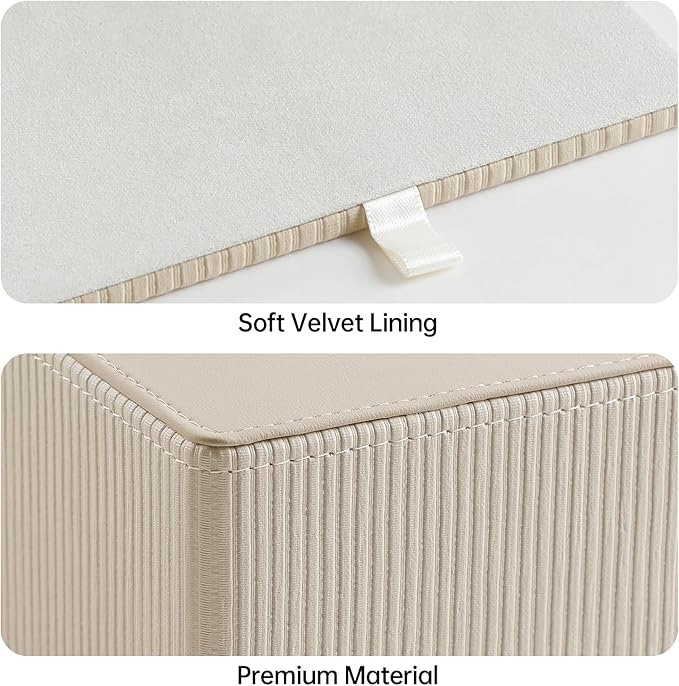 Tissue Box Cover Square with Magnetic Closure, PU Leather Tissue Box Holder for Bathroom NightStands Livingroom, Decorative Modern Square Tissue Holder (Beige)