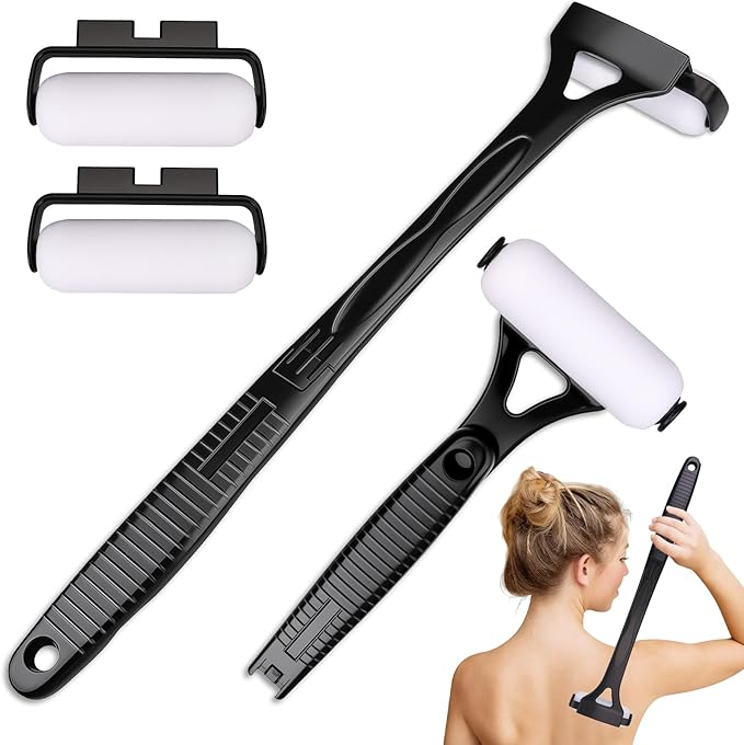Lotion Applicator for Back, Back Lotion Applicator for Women, Elderly with 3PCS Replacement Foam Rollers, 18.31'' Back Sunscreen Applicator, Apply Skin Moisturizer, Cream, Ointment, Oil, Self Tanner