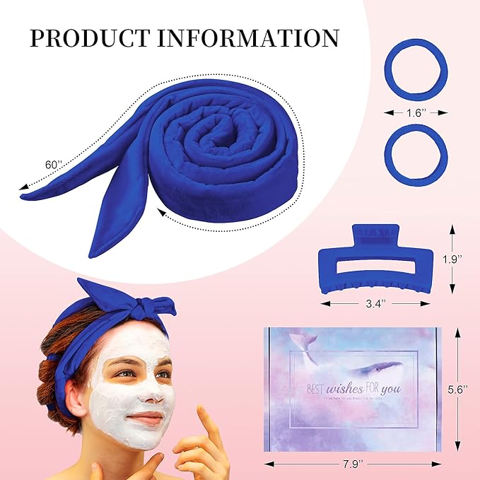 Heatless Curling Rod Headband, Upgraded 60" Extra Long Heatless Curls Soft Hair Curlers to Sleep In, Hair Rollers for No Heat Curls - Deep Blue