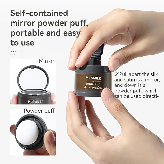 Hairline Powder Hair Root Touch Up - 3 Brush Heads, Instant Cover up Gray Hair, Portable Hair Color Concealer, Women Men's Grey Hair Coverage, Multi-purpose for Eye Shadow & Contouring - Coffee