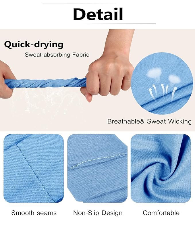 Headbands for Women, 8pcs Stretchy Non Slip Soft Cotton Cloth Hair Bands for Sports, Workout, Yoga and Running