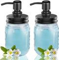 2-Pack Mason Jar Soap Dispenser - 16 oz Thick Clear Glass Soap Dispenser with Rust Proof Stainless Steel Pump and Lid for Liquid/Dish Soap/Lotion, Refillable Dispensers for Kitchen Bathroom Countertop