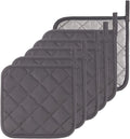 Kitchen Pot Holders Set Heat Resistant Pure Cotton Potholders Kit Trivets Large Coasters Hot Pads Terry Pot Holders for Everyday Cooking and Baking by 7 x 7 Inch Set of 6 Grey