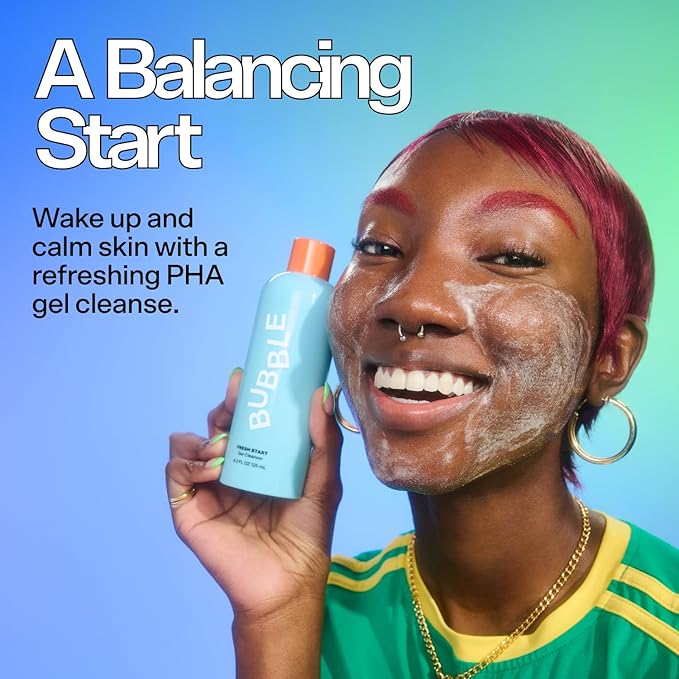 Bubble Skincare Fresh Start Gel Cleanser - Gentle Exfoliating Face Wash for Oily Skin - Formulated with Aloe Vera Juice + Caffeine to Protect and Soothe Complexion (50ml) (Pack of 2)