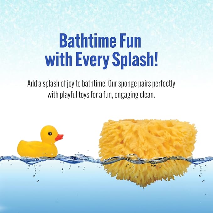 Baby Buddy Natural Baby Bath Sponge 4in Soft Grass Sea Sponge, Soft on Baby's Tender Skin, Biodegradable, Hypoallergenic, Absorbent Natural Sea Sponge, 2 Pack, Yellow