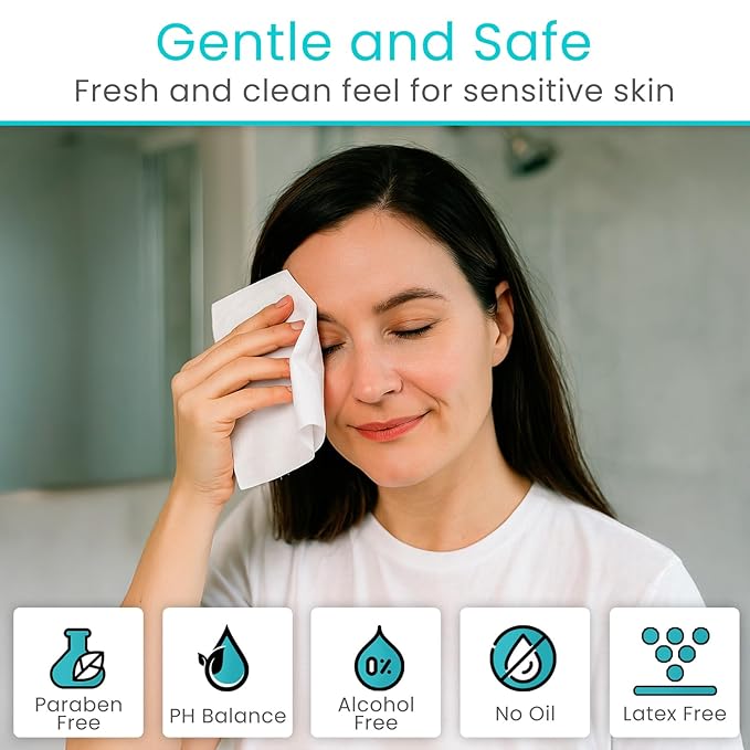 Vive Disposable Washcloths for Adults & Elderly (6 Pack - 300 Count - 8"x12") – Incontinence Wipes for Men & Women – Hypoallergenic No Rinse Adult Body Wipes for Sensitive Skin – Fresh Scent
