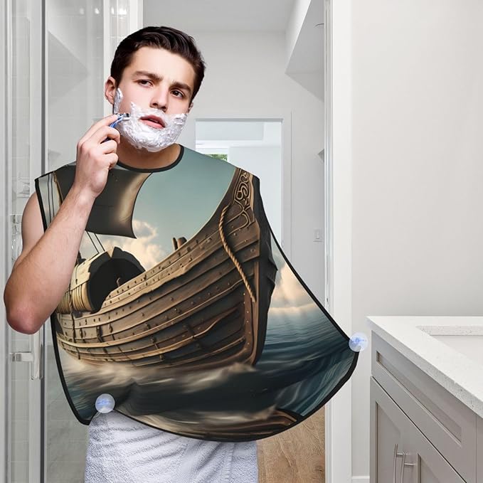 Tahiti Beach Print Beard Bib Shaving Apron, Beard Hair Trimming Cape Gift For Dad