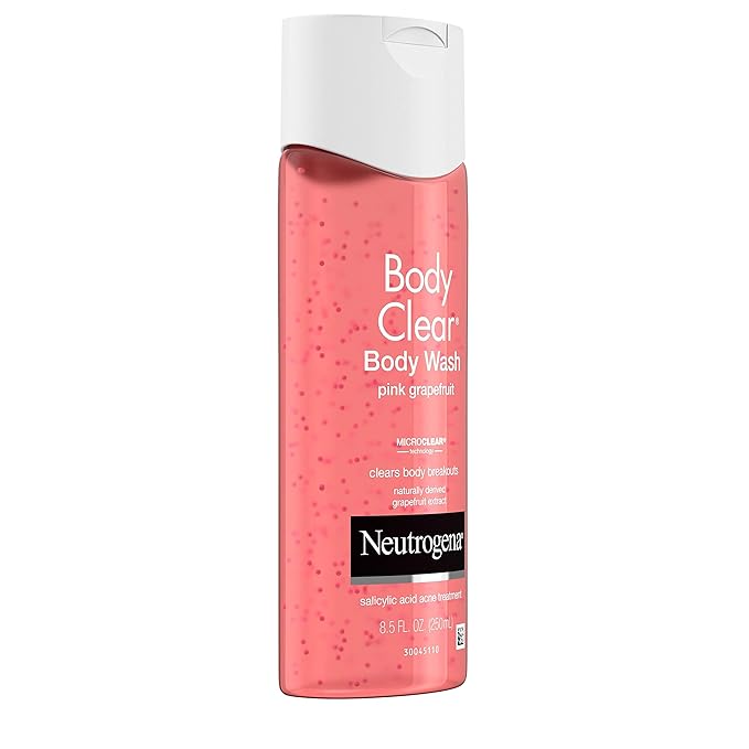 Neutrogena Body Clear Acne Body Wash Pink Grapefruit - Salicylic Acid Formula for Breakout Treatment, Exfoliating Cleanser for Clear Skin, 8.5 fl. oz. Bottle, 3-Pack