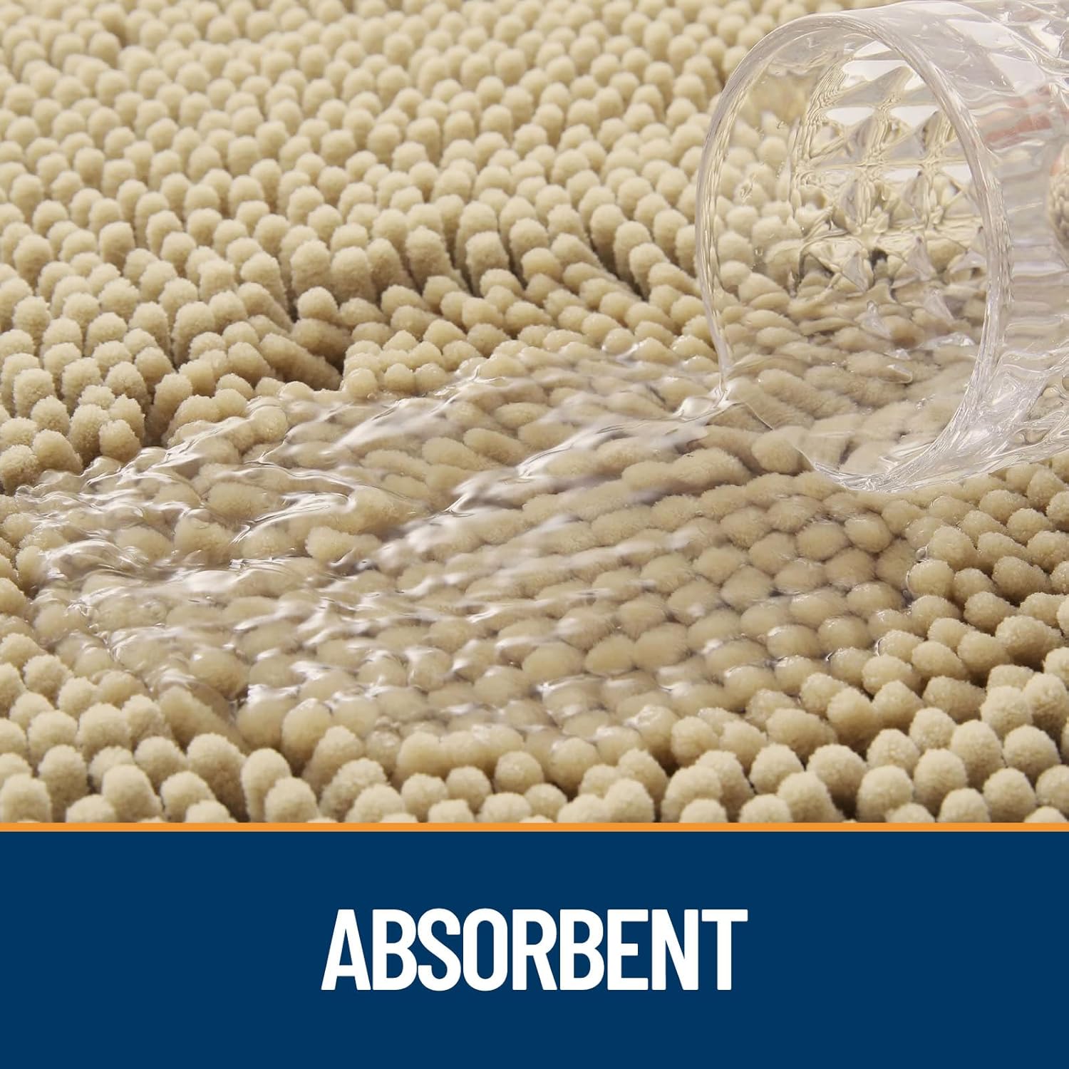 OLANLY Dog Door Mat for Muddy Paws 47x24, Absorbs Moisture and Dirt, Absorbent Non-Slip Washable Doormat, Quick Dry Chenille Mud Mat for Dogs, Entry Indoor Entryway Carpet for Inside Floor, Beige