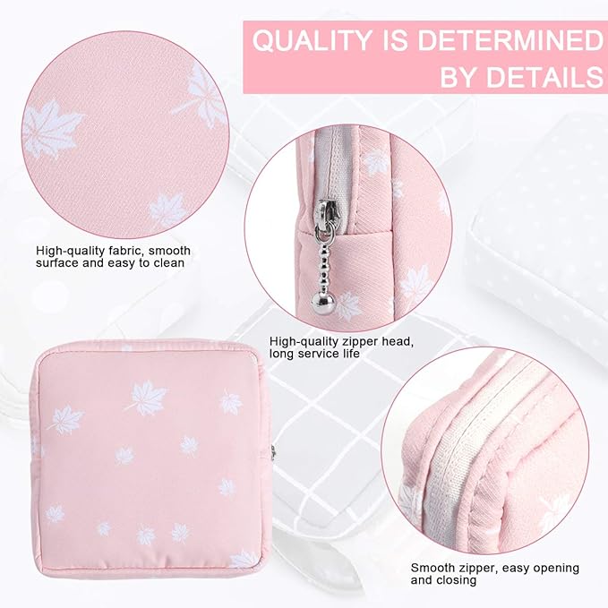 Sanitary Napkin Storage Bag,2pcs Menstrual Cup Pouch,Cotton Cloth Portable Sanitary Napkin Pads Storage Bags Feminine Menstruation First Period Bag for Teen Girls Women Ladies(Dots)