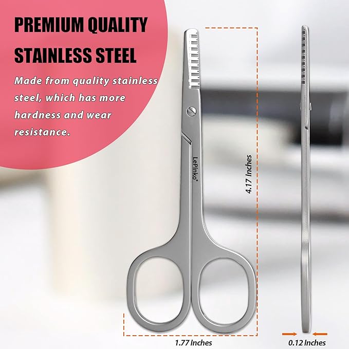 Facial Hair Thinning Scissors, V Teeth Hair Thinning Scissors For Beard Mustache Bangs, Gifts for Men Women Stocking Stuffers, Stainless Steel Gray