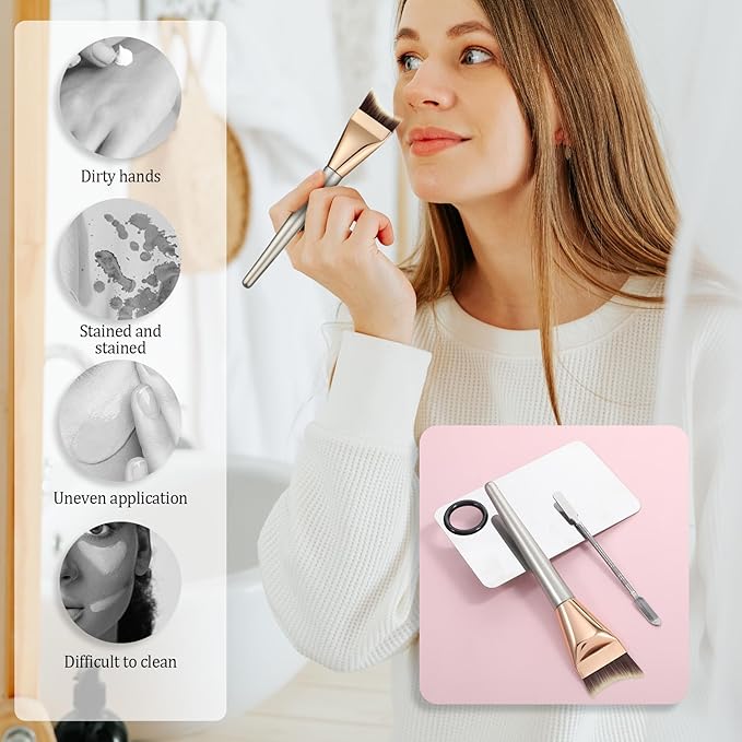 Makeup Mixing Palette, Stainless Steel Cosmetic Makeup Palette with Spatula and Brush Make Up Artist Foundatio Tool for Facial Cosmetic, Nail Art, Pigment Blending