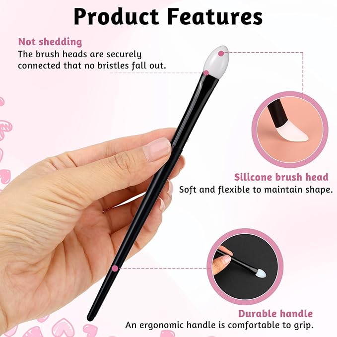 Silicone Eyeshadow Brush, Makeup Applicator Lip Mask Makeup Brushes Silica gel Makeup Eyebrow Lipstick Brushes Lip Mask Makeup Brushes for Liquid Eye Shadow Applying Cream(3Pcs)