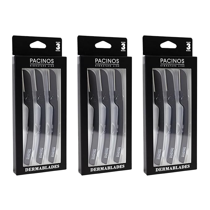 Pacinos Derma Blades for Men - Precision Straight Razor Beard Care Exfoliation Tool with 100% Stainless Steel Blades