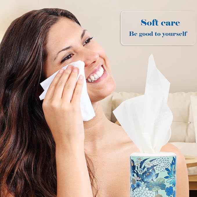 Facial Tissues with Cap - 4 PK Car Tissues Cylinder,Car Tissue Holder with Facial Tissues Bulk,Round Tissue Boxes,Travel Tissues for Cup Holder,Round Tube tissues