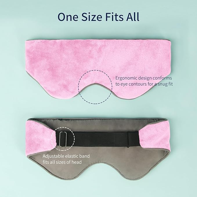 Mr. Sandman Weighted Eye Mask for Sleeping, Blackout Sleep Mask, Reversible Cool & Cozy Compress for Dry Eyes, Headache Migraine Relief, Eye Cover for Travel, Gifts for Women & Men, 0.5 lb, Pink