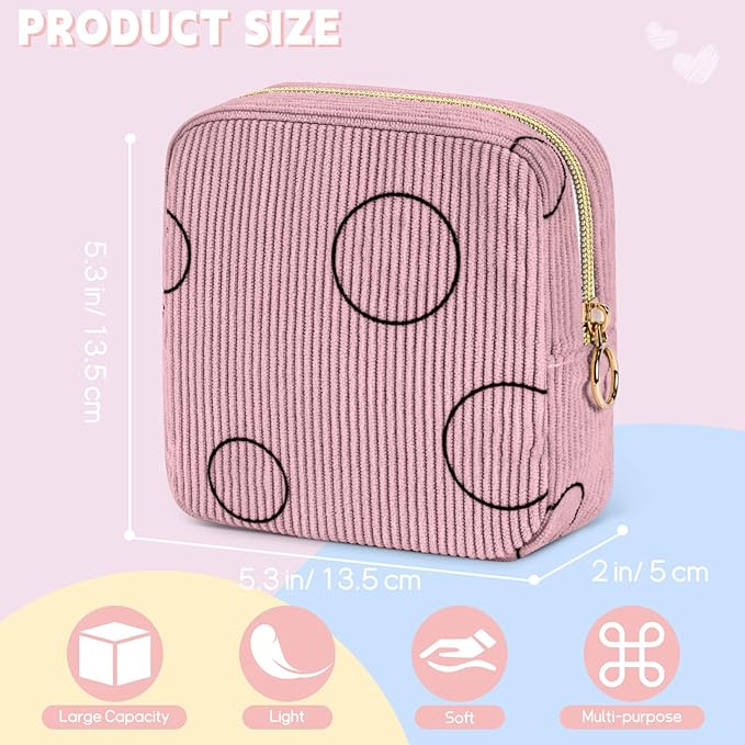 Period Bag for Teen Girls Shark Week Pouch Corduroy Portable Sanitary Pad Bags for Period Teen Period Pads Pouch for Panty Liners, Tampons, Menstrual Cup - Blue