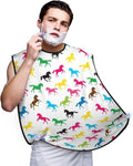 Beard Bib Apron for Men Shaving, Waterproof Non-Stick Hair Catcher with Suction Cups, Grooming Essential for Dad Husband, Colorful Horse Shave Bib