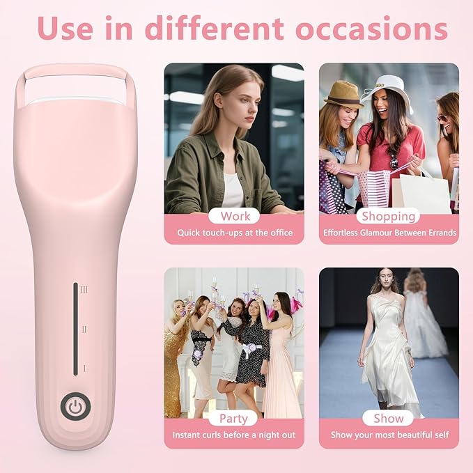 KOKABI Heated Eyelash Curler for Women, Mini Electric Lash Curler with 10S Heat 3S Style 24H Lift for Long, 3 Adjustable Temp & USB-C Rechargeable, Ergonomic Design, Travel-Friendly Makeup Tool Gift