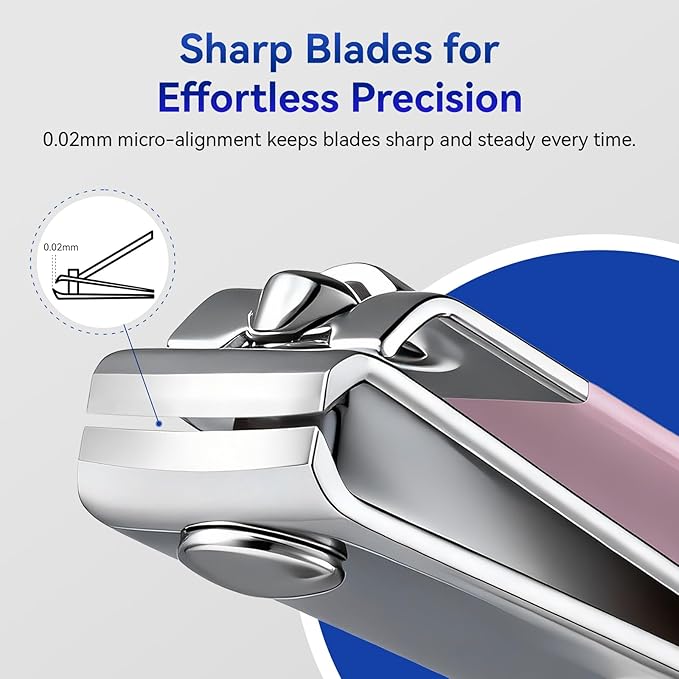 Makartt Nail Clippers - Sharp Nail Cutters, Fingernail & Toenail Clippers for Thick Nails, Curve Edge Portable Nail Clipper Set for Men & Women, Stainless Steel (Pink 2pcs)