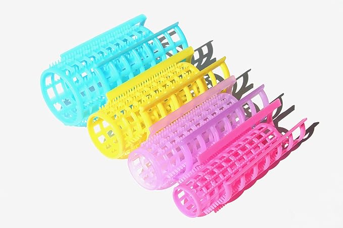 Kamay's Medium Hair Rollers Comb Curlers Clips Styling Rollers Hair Curls Wave Style Hairdressing Curlers Tools (Plastic Styling 20mm/ 7/8" 12PCS Random Clolor)