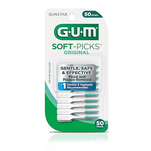 GUM Soft-Picks Original, Dental Picks for Teeth Cleaning Health, Disposable Interdental Brushes with Convenient Carry Case, Dentist Recommended Dental Picks, 50 Count (Pack of 6) 300 Total