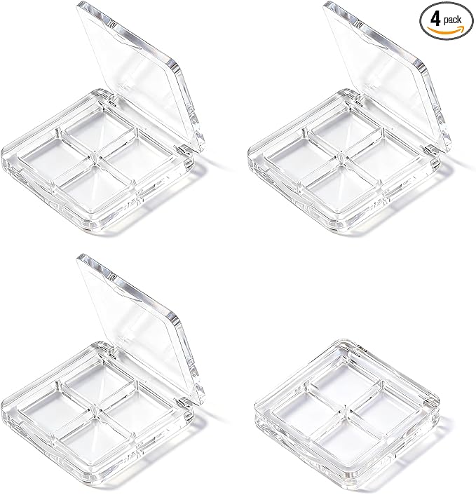 4-Pack Empty Lipstick Palette - 4 Grid Clear Empty Makeup Palette Cases - Highlighters Sample DIY Eyeshadow Powder Blush Lipstick Boxes - Travel Eye Shadow Dispensing Storage Container