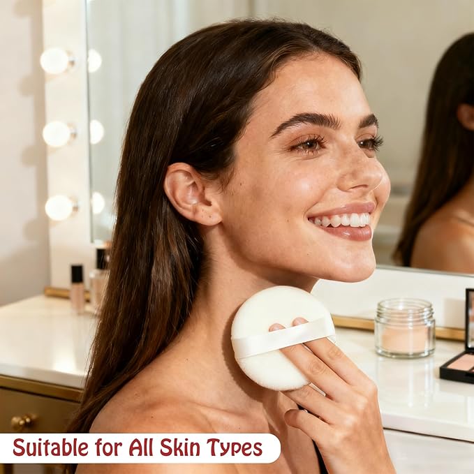 Body Powder Puff Extra Soft Large 3.95" Dusting Powder Puff for Women Bath and Face Makeup Setting Powder Applicator - Perfect for Talcum or Loose Powder, Big Beauty Sponge