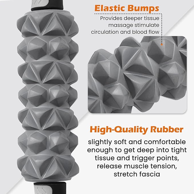KITWILD Muscle Roller Stick, Massage Roller Stick for Athletes, Body Massage Stick for Muscles Deep Tissue, Muscle Relaxation Roller for Physical Therapy, Myofascial Release, and Yoga Therapy