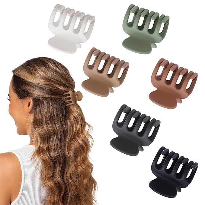 6 Pcs Hair Clips Small Claw Clips for Thin Hair Medium Matte Non-slip Hair Accessories for Women and Girls (Colorful)